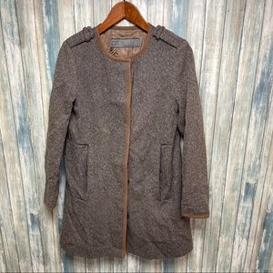 Zara Tweed Wool Jacket sz M Brown